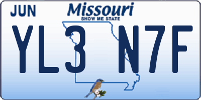 MO license plate YL3N7F