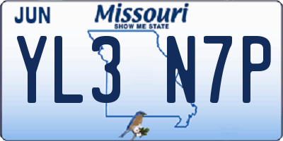 MO license plate YL3N7P