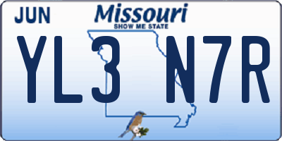 MO license plate YL3N7R