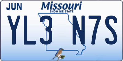 MO license plate YL3N7S
