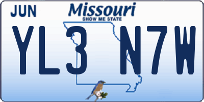 MO license plate YL3N7W