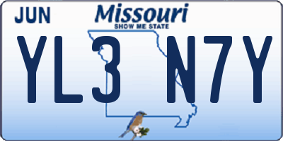 MO license plate YL3N7Y