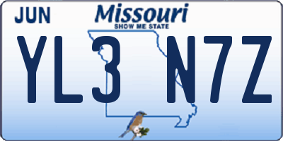 MO license plate YL3N7Z