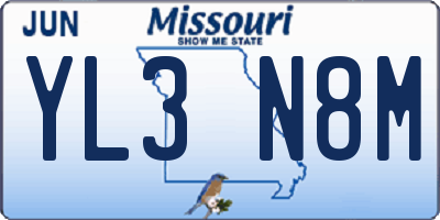 MO license plate YL3N8M
