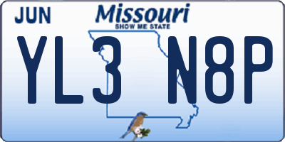 MO license plate YL3N8P