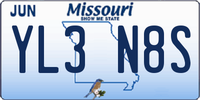 MO license plate YL3N8S