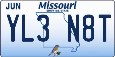 MO license plate YL3N8T