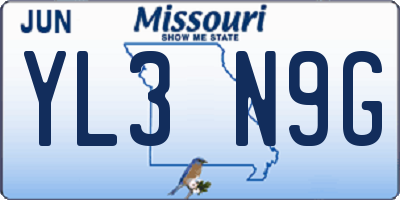 MO license plate YL3N9G