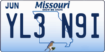 MO license plate YL3N9I