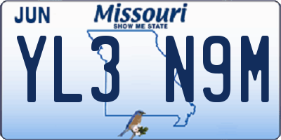 MO license plate YL3N9M
