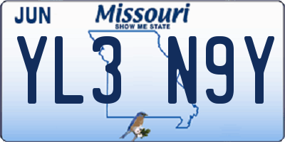 MO license plate YL3N9Y
