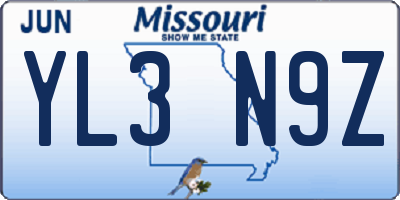 MO license plate YL3N9Z