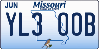 MO license plate YL3O0B