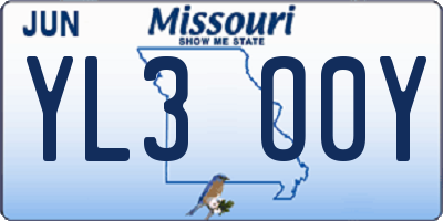 MO license plate YL3O0Y