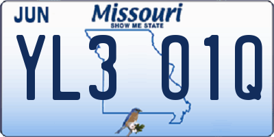 MO license plate YL3O1Q