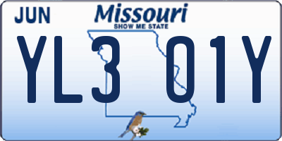MO license plate YL3O1Y