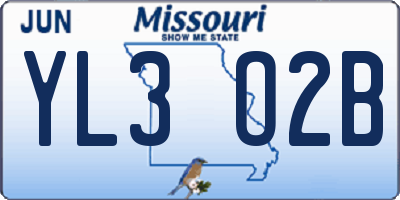 MO license plate YL3O2B