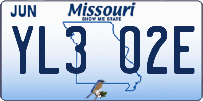 MO license plate YL3O2E