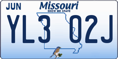 MO license plate YL3O2J