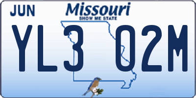 MO license plate YL3O2M