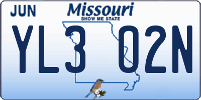 MO license plate YL3O2N