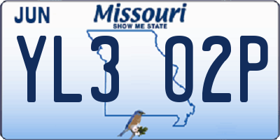 MO license plate YL3O2P