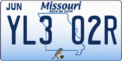 MO license plate YL3O2R