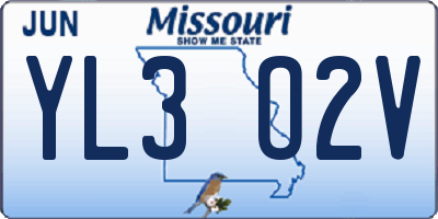 MO license plate YL3O2V