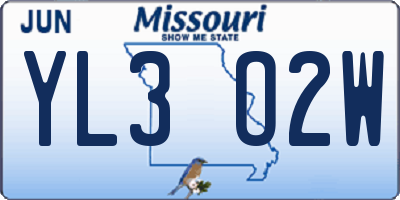 MO license plate YL3O2W