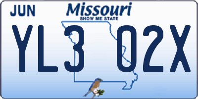MO license plate YL3O2X