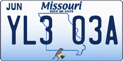 MO license plate YL3O3A