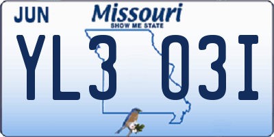MO license plate YL3O3I