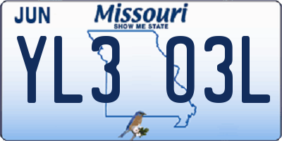 MO license plate YL3O3L