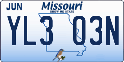 MO license plate YL3O3N