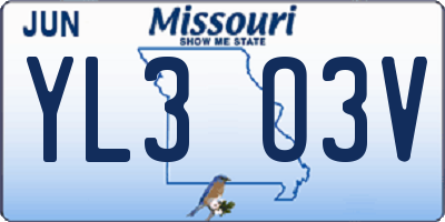 MO license plate YL3O3V