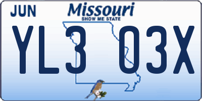 MO license plate YL3O3X