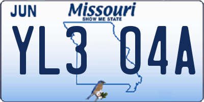 MO license plate YL3O4A