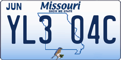 MO license plate YL3O4C