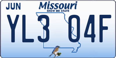 MO license plate YL3O4F