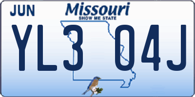 MO license plate YL3O4J