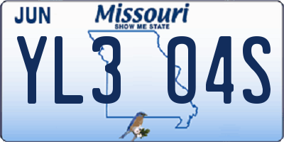 MO license plate YL3O4S