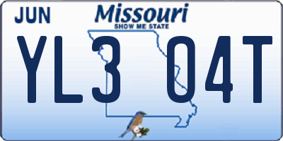 MO license plate YL3O4T