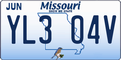 MO license plate YL3O4V