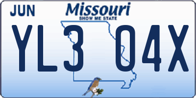 MO license plate YL3O4X