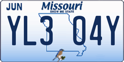 MO license plate YL3O4Y