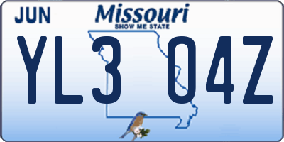 MO license plate YL3O4Z