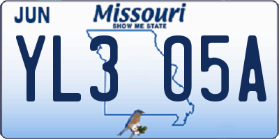 MO license plate YL3O5A