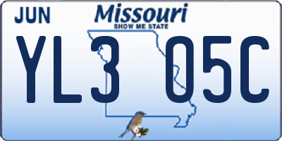 MO license plate YL3O5C