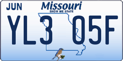 MO license plate YL3O5F
