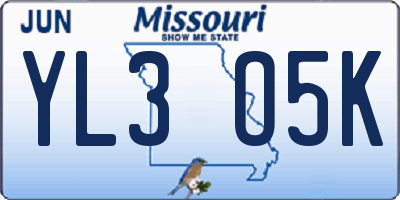 MO license plate YL3O5K